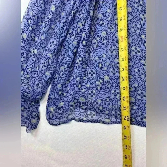 Sundance Arabesque Chiffon top Iris floral smocked size Medium long‎ sleeved - Picture 4 of 8